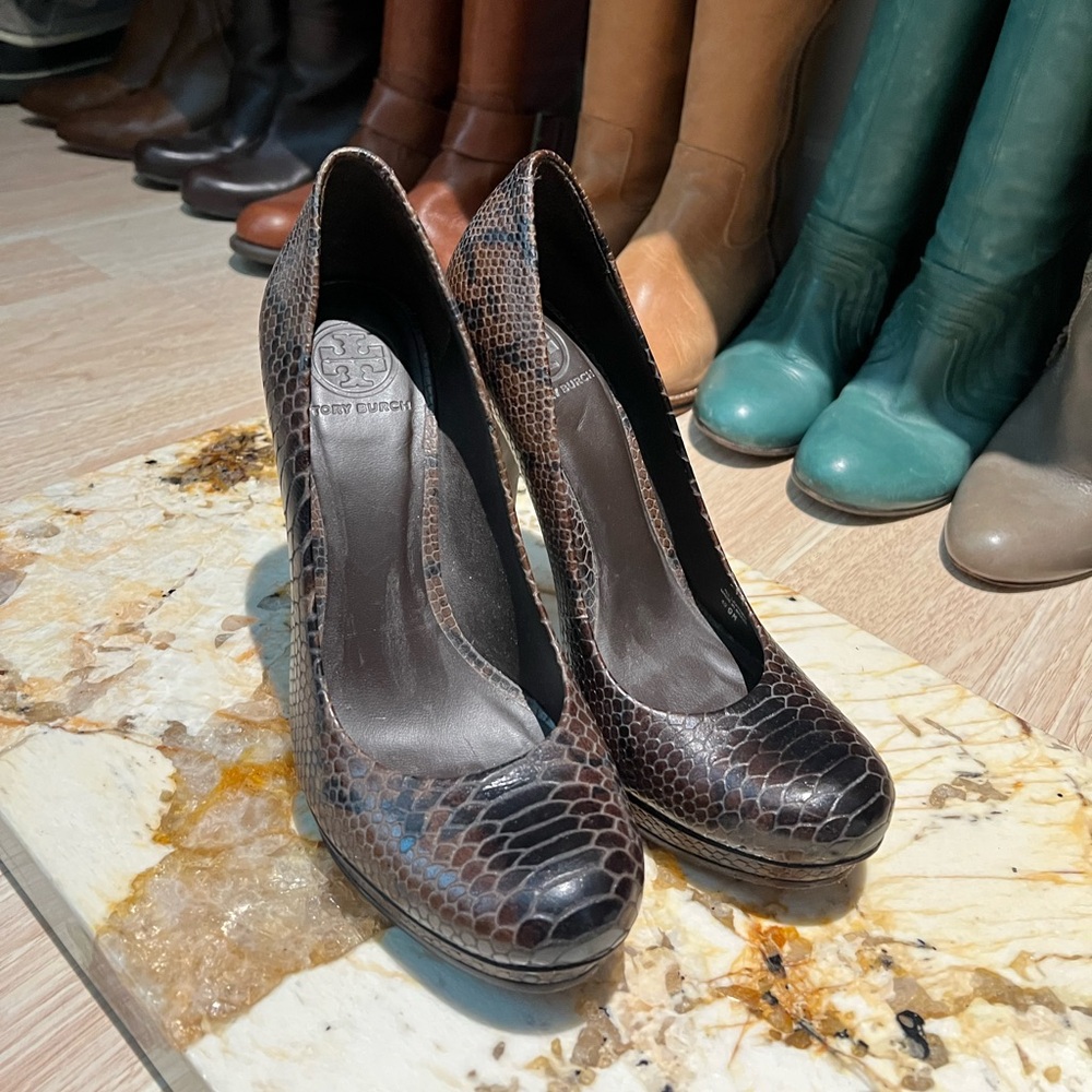Tory Burch snake skin heels